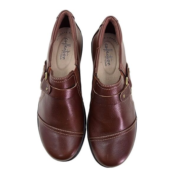 Clarks Women's Cheyn Fame Leather Slip-On Shoes - 6M - Picture 4 of 10